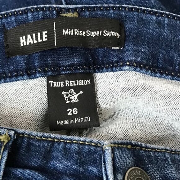 Nwt True Religion Halle Mid Rise Super Skinny Distressed  Jeans Size 26 - Picture 6 of 7